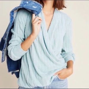 MAEVE by Anthropologie sea foam green wrap sweater size medium
